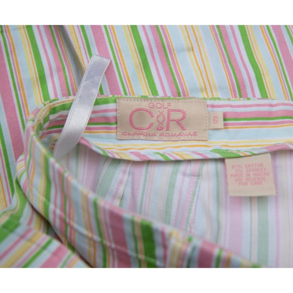 Vtg C&R‎ Golf Claudia Romana Skort Womens 6 Stretch Pockets Multicolor Stripped - Picture 7 of 8
